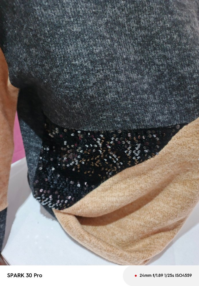 Gri Kahverengi Triko Kadın Kazak - Görsel 2