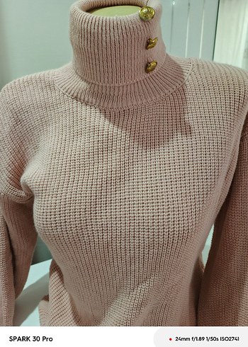 Pembe Kadın Balıkçı Yaka Triko Kazak - Görsel 4