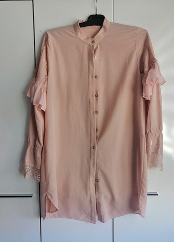 Pudra dantelli tunik 