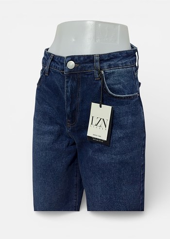 Lacivert Baggy jean likralı Kadın Kot Pantolon - Görsel 3