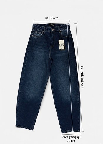 Lacivert Baggy jean likralı Kadın Kot Pantolon - Görsel 2