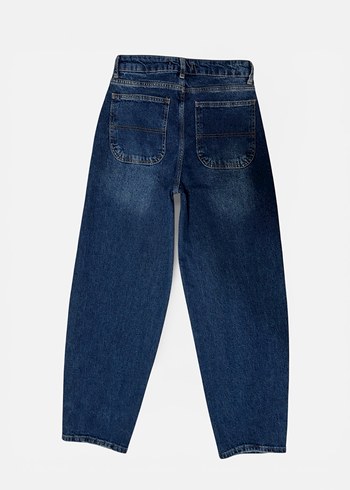 Lacivert Baggy jean likralı Kadın Kot Pantolon - Görsel 8