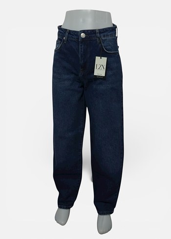 Lacivert Baggy jean likralı Kadın Kot Pantolon - Görsel 4