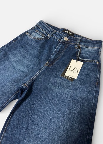 Lacivert Baggy jean likralı Kadın Kot Pantolon - Görsel 9