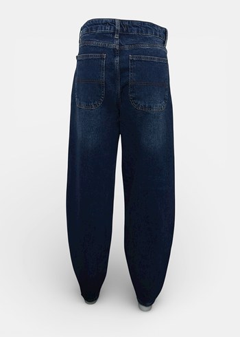 Lacivert Baggy jean likralı Kadın Kot Pantolon - Görsel 6