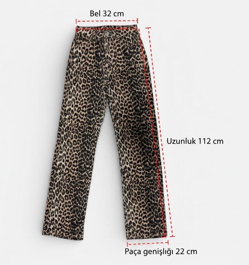 Kahverengi Leopar Desenli Kadın Kumaş Pantolon - Görsel 2