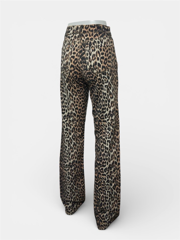 Kahverengi Leopar Desenli Kadın Kumaş Pantolon - Görsel 4