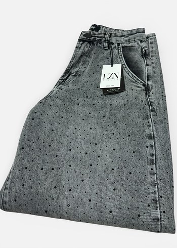 Siyah taşlı gri kot pantalon skater jean - Görsel 5