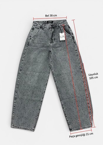 Siyah taşlı skater jean kadın kot pantalon - Görsel 3