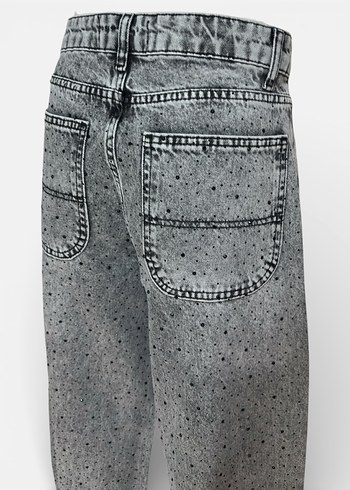 Siyah taşlı skater jean kadın kot pantalon - Görsel 2