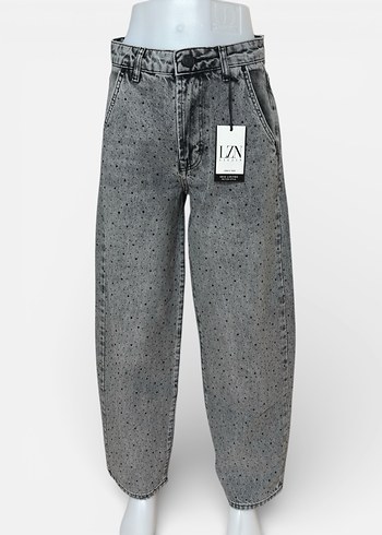 Siyah taşlı skater jean kadın kot pantalon - Görsel 5