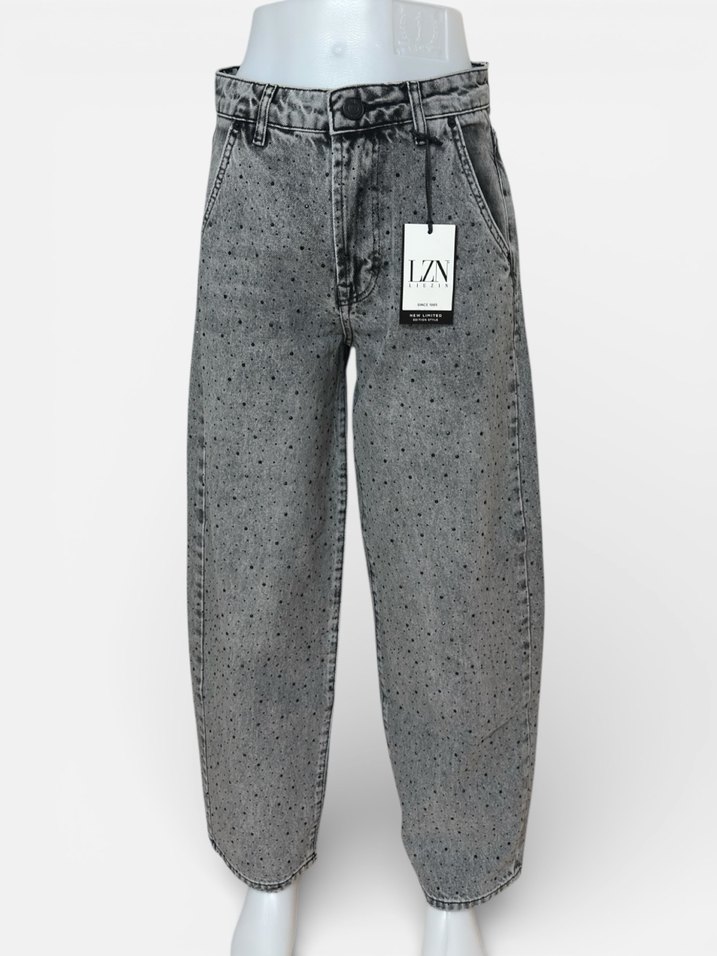 Siyah taşlı skater jean kadın kot pantalon - Görsel 5