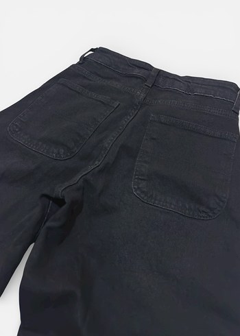 Siyah Bol Kesim baggy jean kot pantalon - Görsel 3