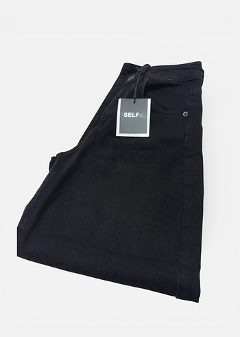 Siyah Bol Kesim baggy jean kot pantalon - Görsel 4