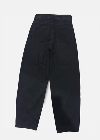 Siyah Bol Kesim baggy jean kot pantalon - Görsel 2