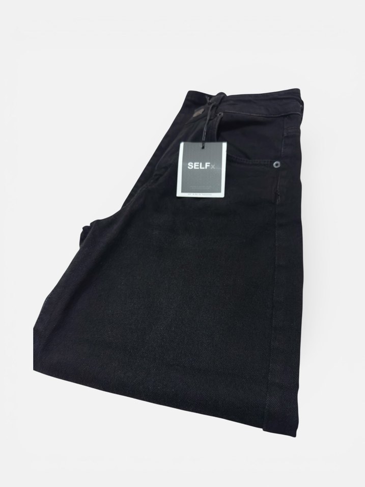 Siyah Bol Kesim baggy jean kot pantalon - Görsel 4