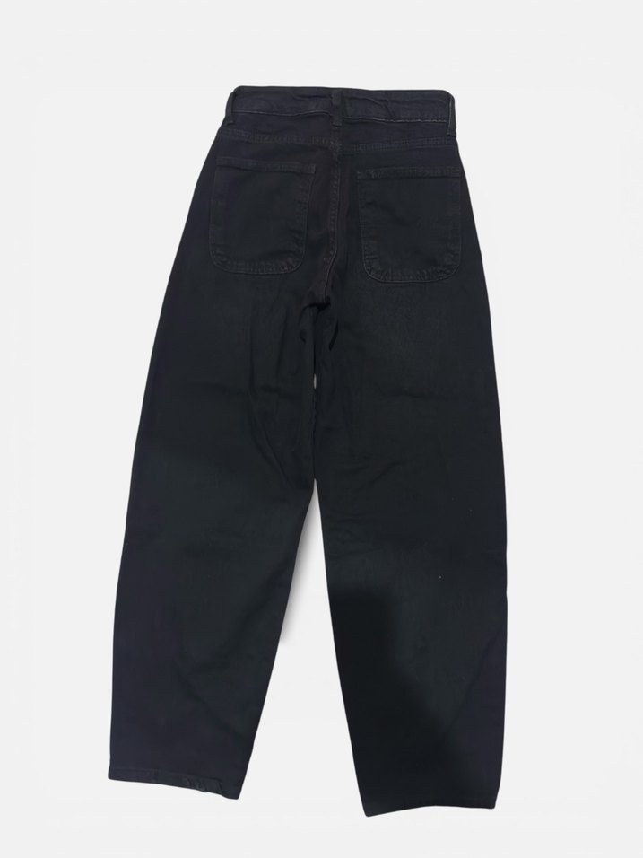 Siyah Bol Kesim baggy jean kot pantalon - Görsel 2