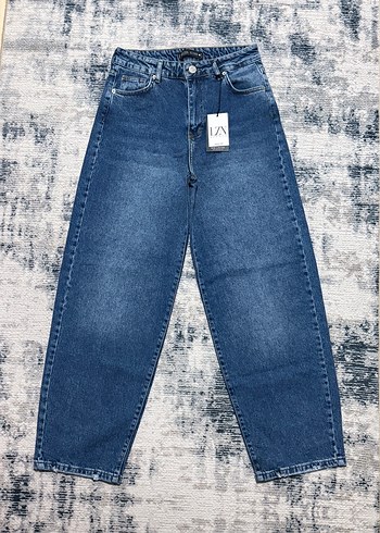 Diğer Koyu Mavi Baggy Kadin Yuksek Bel Mavi Denim Jean