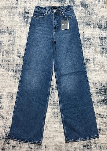 Diğer Koyu Mavi Wideleg Kadin Kot Pantalon