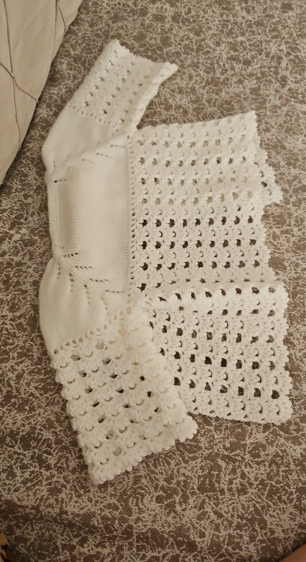 Diger Beyaz Örgü Bohem Kız Hırka - Görsel 3