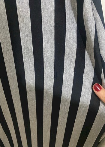 Gri Çizgili Uzun Hamile Elbisesi - Görsel 2