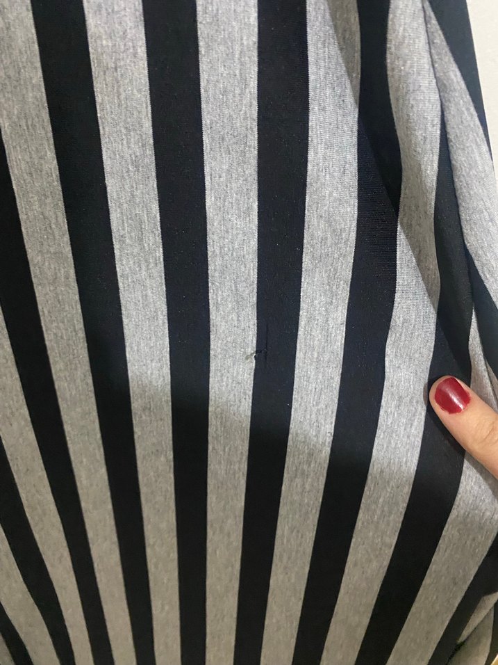 Gri Çizgili Uzun Hamile Elbisesi - Görsel 2