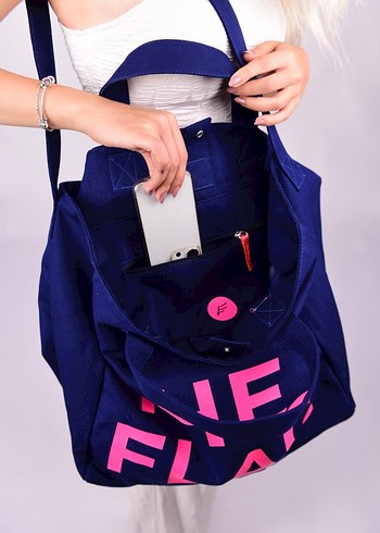 Renkli Baskılı Fermuarlı Kot Çanta - Görsel 4