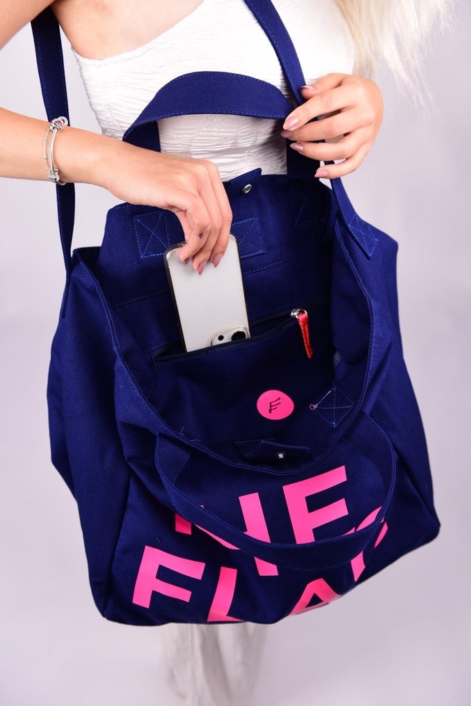 Renkli Baskılı Fermuarlı Kot Çanta - Görsel 4