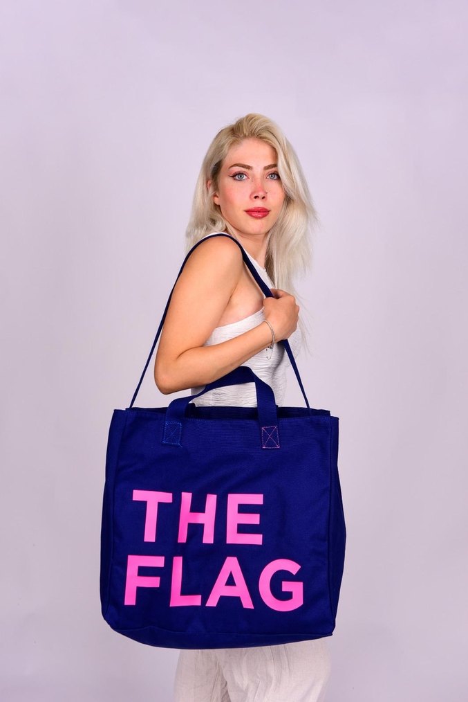 Renkli Baskılı Fermuarlı Kot Çanta - Görsel 2