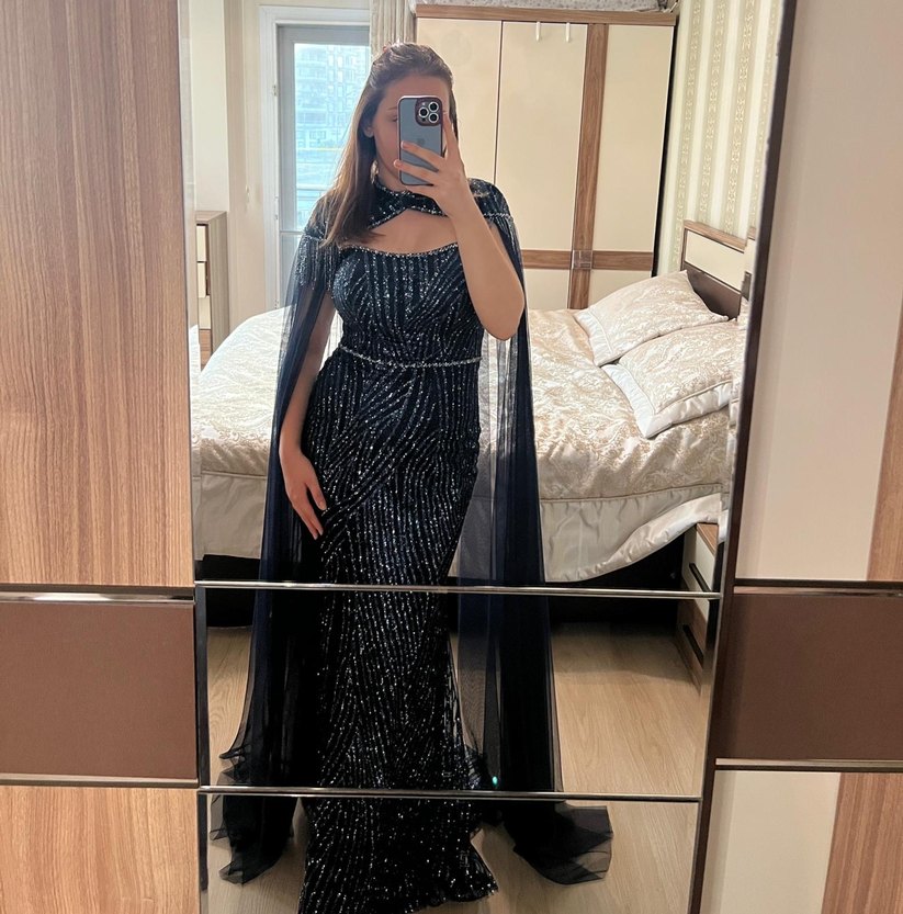 Lacivert abiye - Görsel 2