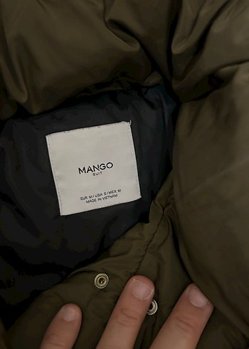 Mango M Beden Kaz Tüyü Yeşil Mont - Görsel 11