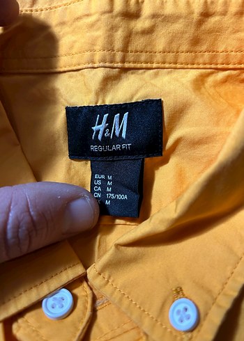 H&M Hardal Sarısı Regular Fit Erkek Gömlek - M Beden (Çok Şık) - Görsel 2