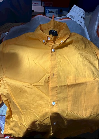 H&M Hardal Sarısı Regular Fit Erkek Gömlek - M Beden (Çok Şık) - Görsel 4
