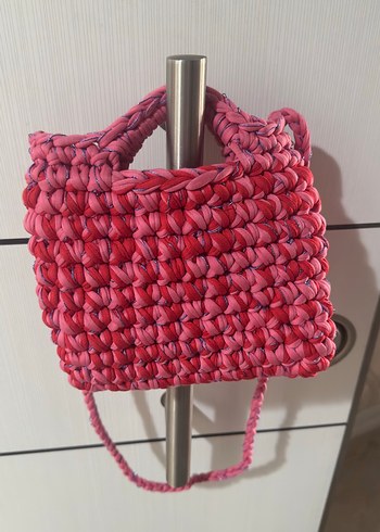 Pembe Örgü Kadın Çanta