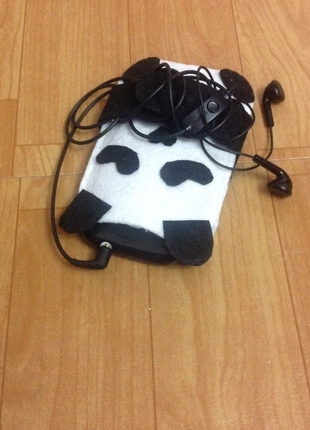 universal Beden Sevimli Panda kulaklık saracağı Telefon kılıfı kartlık