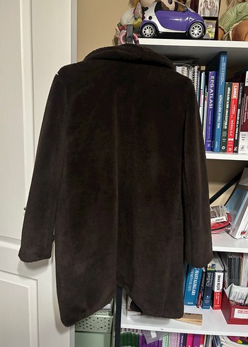 Kahverengi Kürklü Midi Koton Kaban - Görsel 5