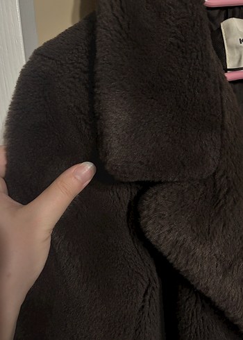 Kahverengi Kürklü Midi Koton Kaban - Görsel 8