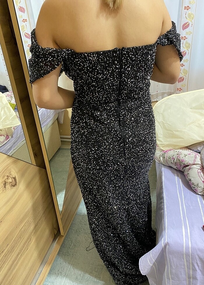 Siyah taşlı abiye - Görsel 3