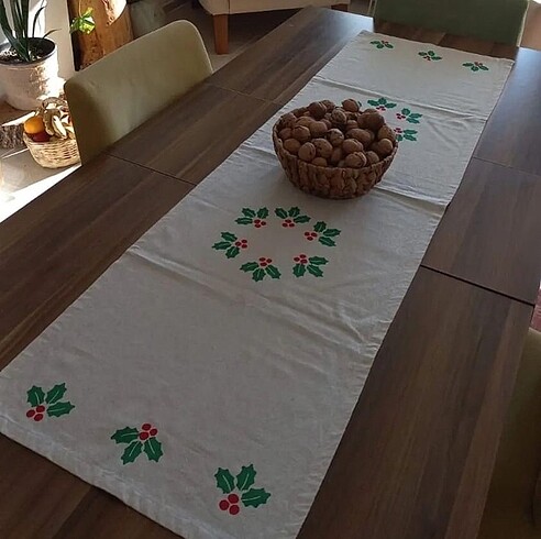 Keten runner 45*90 cm -Yılbaşı 