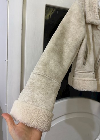 Kürklü Bej kadın kaban - Görsel 3