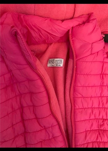 Kız Çocuk Kapüşonlu Pembe Fermuarlı Mont - Görsel 2