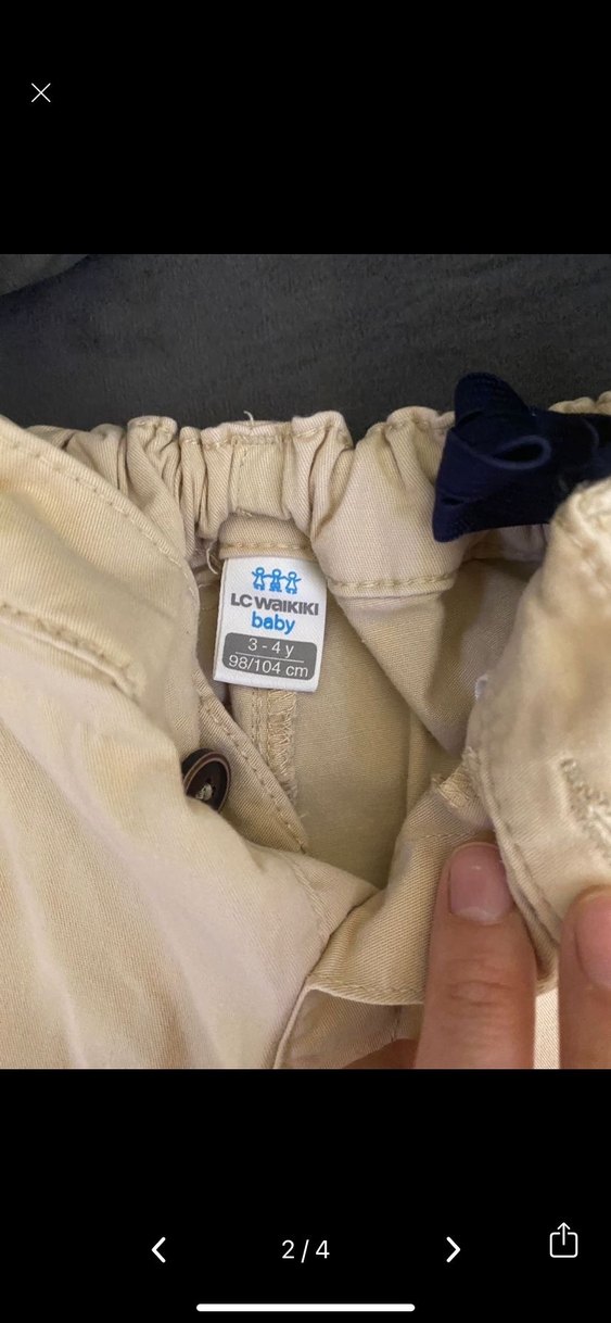 Bej Erkek Çocuk Pamuk Pantolon - Görsel 2