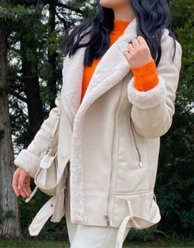 s Beden ten rengi Renk Stradivarius Bej Biker Ceket