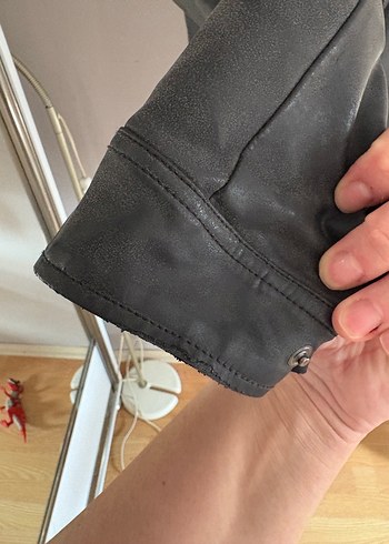 Erkek Siyah Deri Biker Ceket - Görsel 5