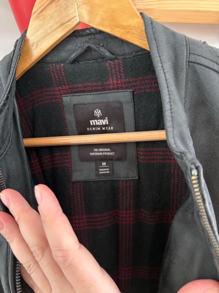 Erkek Siyah Deri Biker Ceket - Görsel 3