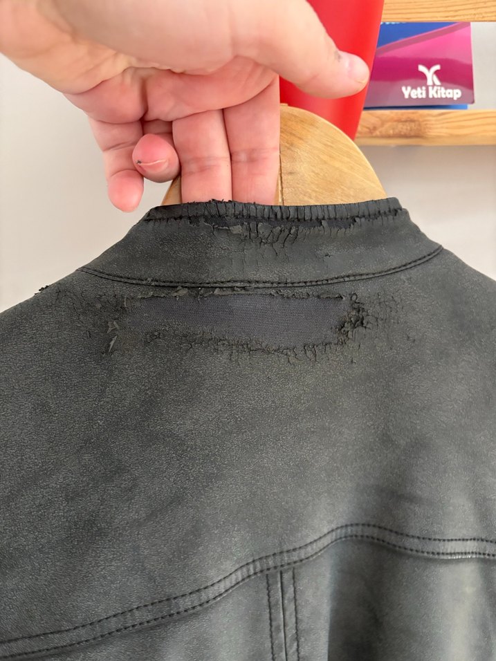 Erkek Siyah Deri Biker Ceket - Görsel 4