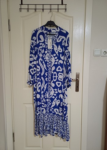 Uzun Kol Bohem Renkli Kadın Elbise - Görsel 2