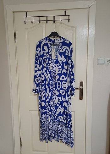 Uzun Kol Bohem Renkli Kadın Elbise - Görsel 3