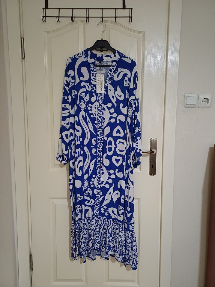 Uzun Kol Bohem Renkli Kadın Elbise - Görsel 2