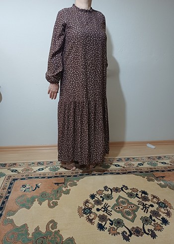 Kadın Kahverengi Uzun Bohem Elbise - Görsel 8